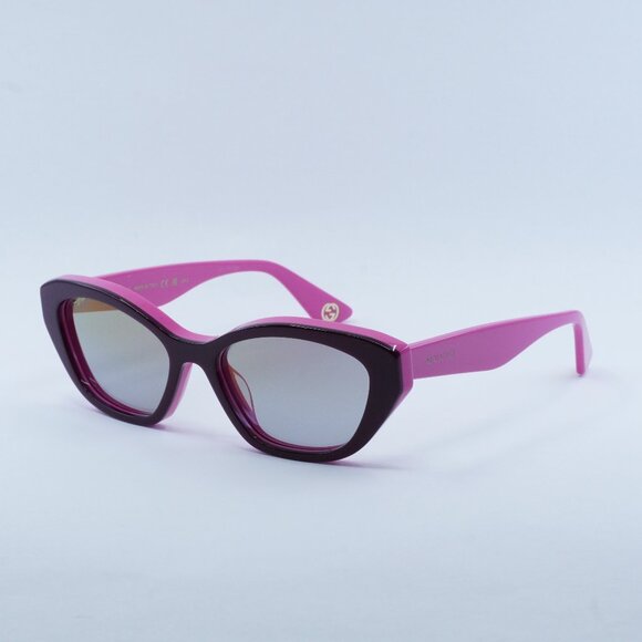 Gucci GG1638S 003 Sunglasses Burgundy/Fuchsia Cat Eye Frame, Pink Lenses - Picture 1 of 11
